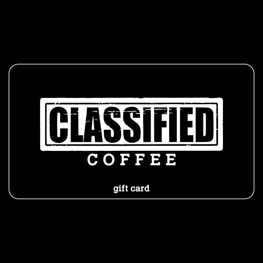Classified coffee gift card