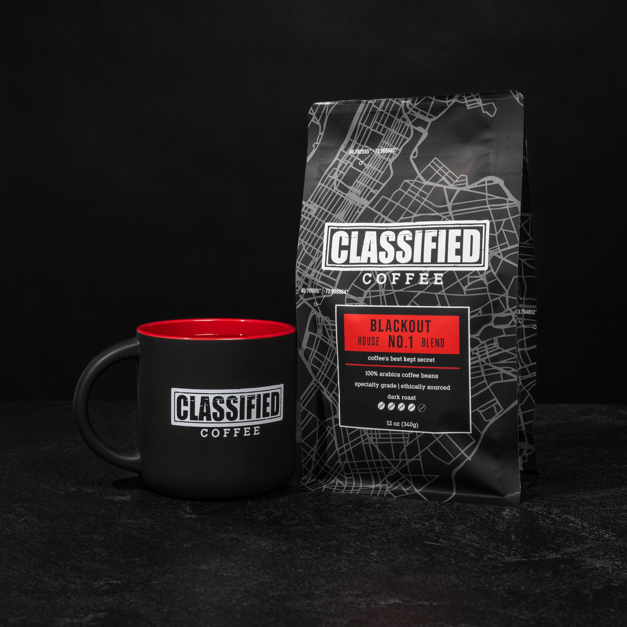 Classified Coffee Mug with coffee bag